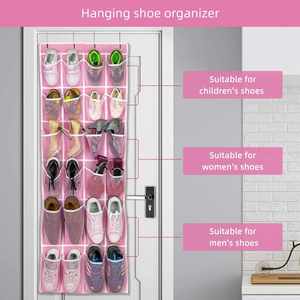 Modern Over the Door 24 Mesh Pockets Hanging Shoe Organizer Eco-Friendly <b>Foldable</b> Storage <b>Bag</b> for Men Women Kids Home Use - Product Image 6