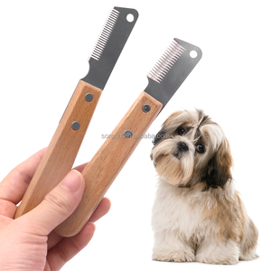 Peine de herramienta de aseo especial para <span class=keywords><strong>perros</strong></span> de carreras Schnauzer Bull Terrier, cepillo de aseo para mascotas con mango de madera de estilo clásico - Product Image 6