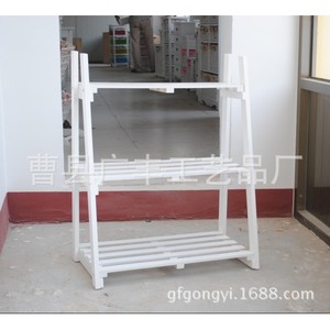 Étagère à chaussures blanche à trois niveaux en bois massif, style rustique, 65,36,80 cm, autoportante pour salon - Product Image 2