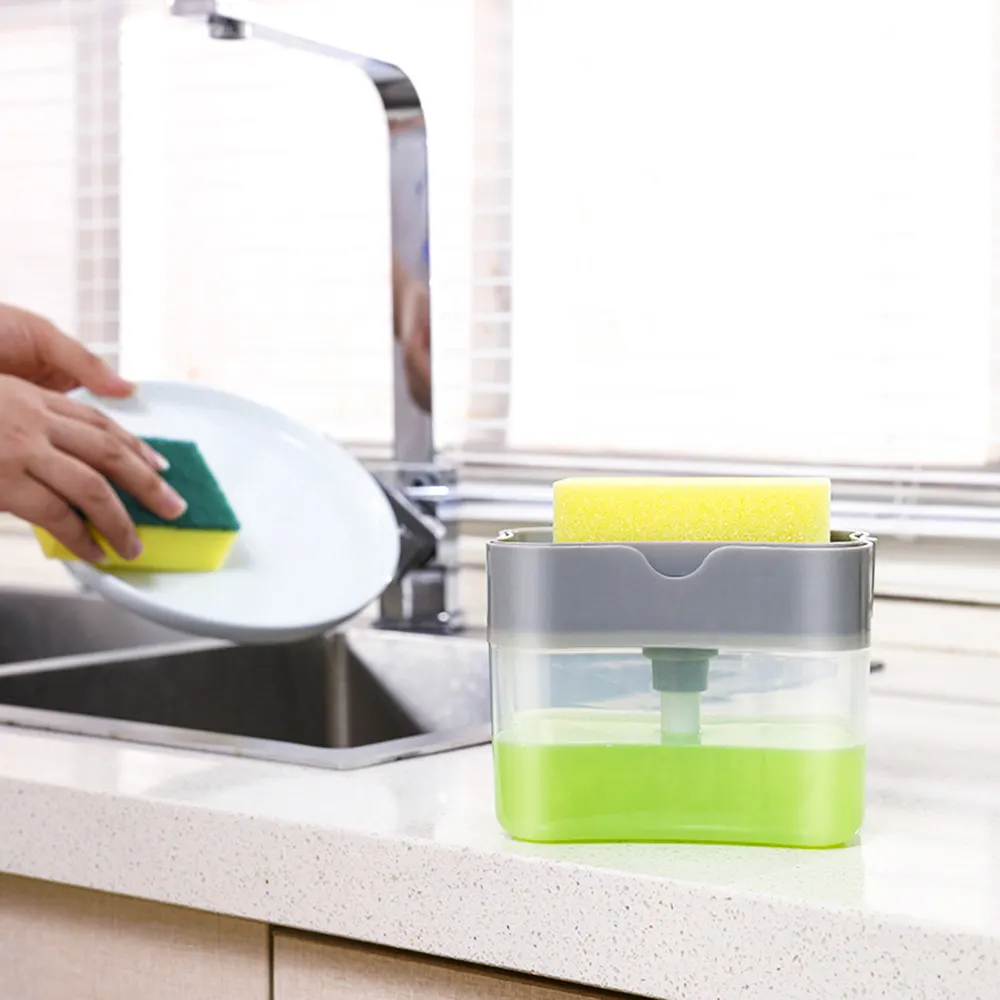 Dispenser di sapone per piatti con pompa per lavello da cucina Simplehuman con spugna