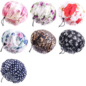 SYH777 Personnalisé Designer Double Couches Étanches Élastique Réutilisable Bonnets de <span class=keywords><strong>Bain</strong></span> pour Dames Femmes Spa Cyclisme Sports Parties - Product Image 2