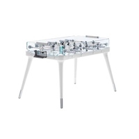 Table de baby-foot CS F08 Deluxe haut de gamme en bois massif avec cadre métallique et verre cristal, couleur et logo personnalisables, autoportante et multifonctionnelle