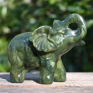 Estatua de elefante de jade Xiuyu natural pulido de 2 pulgadas, adorno de animal de jade hecho a mano, piedra curativa de chakra, artesanía para colección - Product Image 2