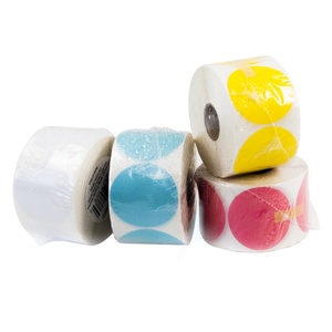 Custom Self Adhesive Colored Circle Direct Thermal <b>Sticker</b> Label Round Thermal Label Roll Compatible with pink Thermal <b>Printer</b> - Product Image 4