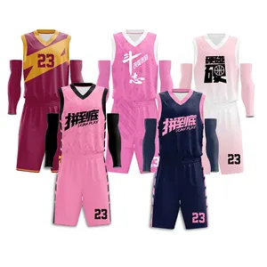 Wholesale Manufacturer Custom Pink OEM Sublimation Basketball Jersey Reversible for Men Boys