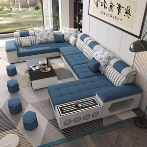 Popular Large Fabric 7 Seater Sofa Set Living Room Furniture Modern Luxury House Couch Design Combination Multi-Functional Sofa