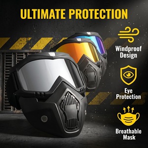 Lunettes de moto avec plusieurs options de lentilles argentées, orange, bleues, violettes pour la conduite en plein air, le sport, protection faciale - Product Image 3
