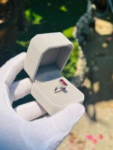 925 Sterling <b>Silver</b> Natural <b>Garnet</b> Baguette <b>Ring</b> | 7.5 x 5.5 mm <b>Garnet</b> Gemstone | 1.56 Ct Handmade Fine Jewelry for Women - Product Image 2