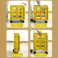 Cage de transport pliable et portable pour animaux de compagnie avec poignée trolley, pour chats et chiens, en résine PP, avec bouton-pression, pour un voyage sûr, de forme rectangulaire