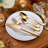 Vente flash - Ensemble de couverts de luxe en or - Ensemble de couverts en acier inoxydable pour restaurant - 24 pièces avec étui