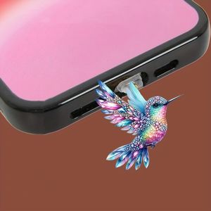 Pendentif anti-poussière 2D plat en acrylique coloré motif colibri pour connecteur <span class=keywords><strong>Lightning</strong></span> iPhone et connecteur ovale Type-C - Product Image 5