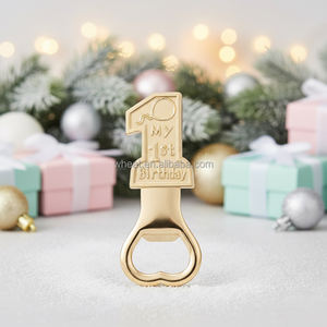 Faveurs de fête prénatale : Décapsuleur en alliage de zinc doré, 1 design, personnalisable avec logo, pour <span class=keywords><strong>anniversaire</strong></span>, premier <span class=keywords><strong>anniversaire</strong></span>, souvenir pour bébé fille - Product Image 4