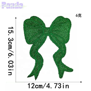 Personalizado 6,03 pulgadas brillo lentejuelas Rana pierna arco hierro-en parche Chenille tela flor adhesivo ropa camisas accesorios Logo Spot - Product Image 6