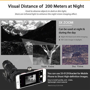 Lunette de vision nocturne thermique numérique pour l'extérieur avec adaptateur <span class=keywords><strong>J</strong></span> pour casque pour la chasse nocturne, la chasse en plein air, haute définition - Product Image 2