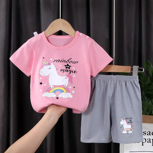 Conjunto de Verano para Niños y Niñas, 100% Algodón, Diseño de Dibujos Animados, Pantalones Cortos y Camiseta de Manga Corta, Ropa Infantil de Algodón Puro - Product Image 2