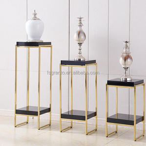 Meubles d'intérieur en acier inoxydable, couleurs personnalisées, 3 pièces, support de fleurs, table sur verre - Product Image 4
