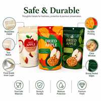Op maat gedrukte matte Mylar stand-up pouch met hersluitbare ziplock voor diepvriesgedroogd fruit, appelchips, groentechips en snacks.