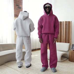 Fabricants de vêtements survêtement personnalisé unisexe lourd polaire coton à capuche pantalons de survêtement et sweat à capuche ensemble survêtements pour hommes - Product Image 2