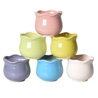 Set Pot Sukulen Keramik Mini 6 Buah, Pot Kaktus Lucu untuk Meja Dalam Ruangan dan Balkon, Dekorasi Rumah Porselen Kreatif, Obral Kilat
