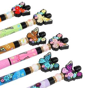 Новая детская гелевая ручка O&Q с ластиком, синие и черные чернила, пластиковая, 0.5 мм, с милым мультяшным дизайном бабочки, рекламная, с возможностью нанесения логотипа - Product Image 3