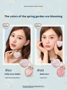 Flower Knows Nouvelle Collection Bunny Garden Poudre de blush gaufrée lyophilisée, couleur d'ambiance éclatante, forme cœur d'amour - Product Image 4