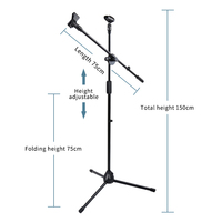 Support de microphone professionnel réglable en métal sur pied avec fonction portable pour microphone sans fil – Fabrication de qualité