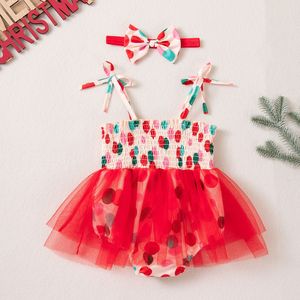 Nuovo Completo Natalizio 2026 per Neonata: Tutina Senza Spalline in Tulle a Pois e Accessorio per Capelli, Set 2 Pezzi - Product Image 2