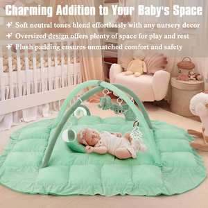 Tapis de jeu pour bébé en peluche et épais, tapis pour le temps sur le ventre avec 5 jouets, grand centre d'activités pour bébé, cadeau pour nouveau-né - Product Image 4