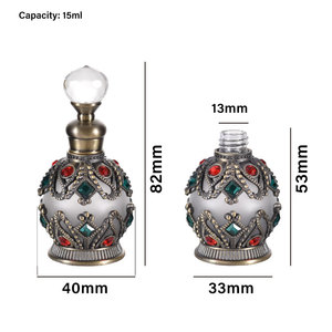 <span class=keywords><strong>Parfum</strong></span> arabe 15 ml, style ancien de Dubaï, flacons d'attar en alliage métallique unique avec compte-gouttes en verre - Product Image 5