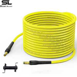 Manguera de agua de alta presión Sulai Machinery 18Mpa 60 C para lavadora de autos, manguera de PVC amarilla con conector - Product Image 1