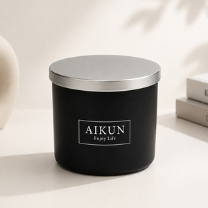 AIKUN <b>Large</b> Cylinder Glass Jar Aromatherapy <b>Candle</b> Three Wicks Scented <b>Candle</b> for Bedroom Spa OEM - Product Image 5