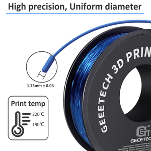 Filament d'impression 3D <span class=keywords><strong>TPU</strong></span> bleu transparent avancé <span class=keywords><strong>GEEETECH</strong></span> 1,75 mm 1 kg pour composants élastiques de précision - Product Image 2