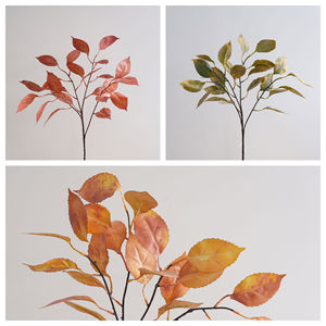 Planta Artificial de Hoja de Caoba CallaFloral, Rama Individual, Rojo Naranja Claro, Decoración para Bodas, Estilo INS - Product Image 3