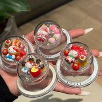 Boule de cristal acrylique 3D Fraise Pudding pour coque magnétique de téléphone portable