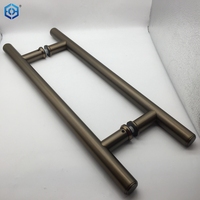 Poignée de porte en verre de type H, tube circulaire classique en acier inoxydable bronze antique
