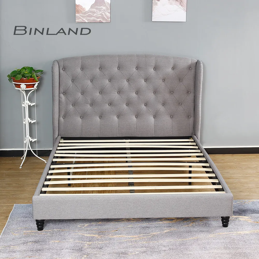 premium bedroom furniture letto lit bett king size bed frame Italian fancy velvet upholstered bed set luxury modern double beds