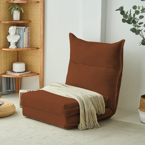 Lazy <b>Sofa</b> <b>Bed</b> Corduroy Foldable Tatami <b>Chair</b> Coffee Color For Living Room Bedroom Adults And Elderly - Product Image 1