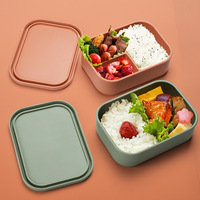 Boîte à lunch rectangulaire en silicone 800 ml grande capacité avec couvercle de qualité alimentaire, compatible micro-ondes pour réchauffer les repas, boîte bento moderne et minimaliste