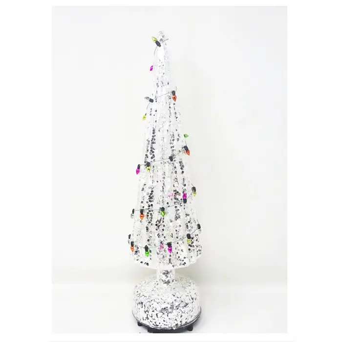 Wholesale glass ornaments for christmas silver sequined lamp post decoration