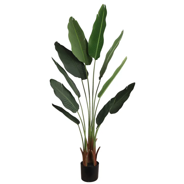 Qihao Artificial Bird of Paradise Tall Plant Faux Silk Tree Banana Leaf in Pot for Indoor Outdoor Office Garden Mall