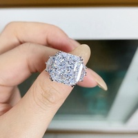 Bague en argent sterling 925 de haute qualité personnalisée, pierre 10x12, bijoux fins, mariage, zircone cubique épaisse, bagues pour filles