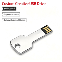 Clé USB personnalisée en forme de clé, clé USB promotionnelle, disque mémoire flash 128 Mo 1 Go 2 Go 4 Go 8 Go 16 Go, clé USB en métal