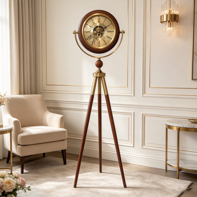 2025 Newest Original Design Clock Decor Metal Floor Clock Art Deco Design Iron Single Face Needle for Room Clock Standing Clock