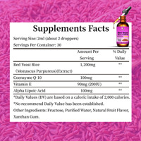 Gouttes liquides de levure de riz rouge CoQ10 OEM ODM avec fructose pour favoriser l'activité antioxydante et un métabolisme énergétique sain