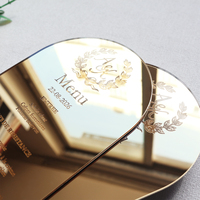 Exquisito Menú Ovalado de Acrílico Dorado con Espejo, Tarjeta de Menú Personalizada con Grabado Láser, Monograma, Texto, Decoración de Mesa para Banquete de Boda
