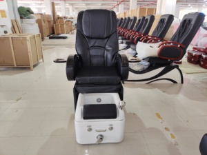heavy duty reclining pedicure chair, foot spa massage chair with whirlpool circulation, <b>led</b> light and drainage pump - Product Image 4
