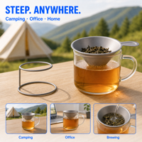 Infuseur à thé en titane pur, tasse équitable, kit de préparation du thé portable pour le camping en plein air, équipement de camping, matériel de camping, kit de voyage