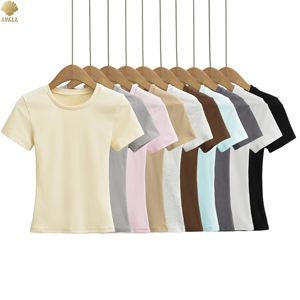 Magliette a girocollo sportive sportive da <span class=keywords><strong>donna</strong></span> a manica corta 95% maglietta <span class=keywords><strong>bianca</strong></span> in 5% di Rayon in bianco - Product Image 1