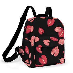 Full Print Customized Hawaiian Anthurium Design High-quality <strong>Petite</strong> Lightweight Women's Small <strong>Backpacks</strong> - Product Image 1
