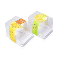 Boîte d'emballage alimentaire transparente X013 pour gâteau à la mangue et au durian avec fourchette, personnalisable